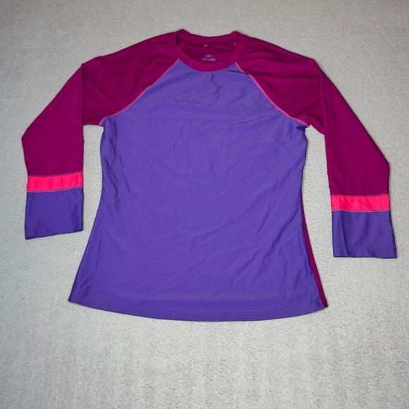 prAna Women's Lorelei Long Sleeve Sun Top Rash Guard Pink and Purple - Large - Picture 2 of 9